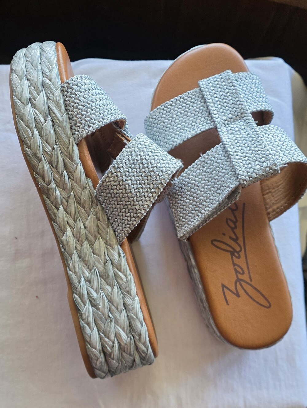 Zodiac Braided Double-Strap Light Blue Platform Slides size 10 - Picture 3 of 5